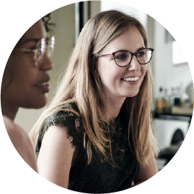 Woman smiling with glasses on